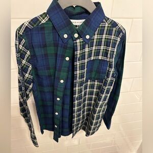 Janie and Jack Blue and Green Patchwork Button Down Shirt